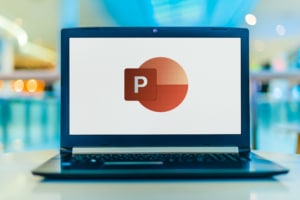 powerpoint on laptop computer